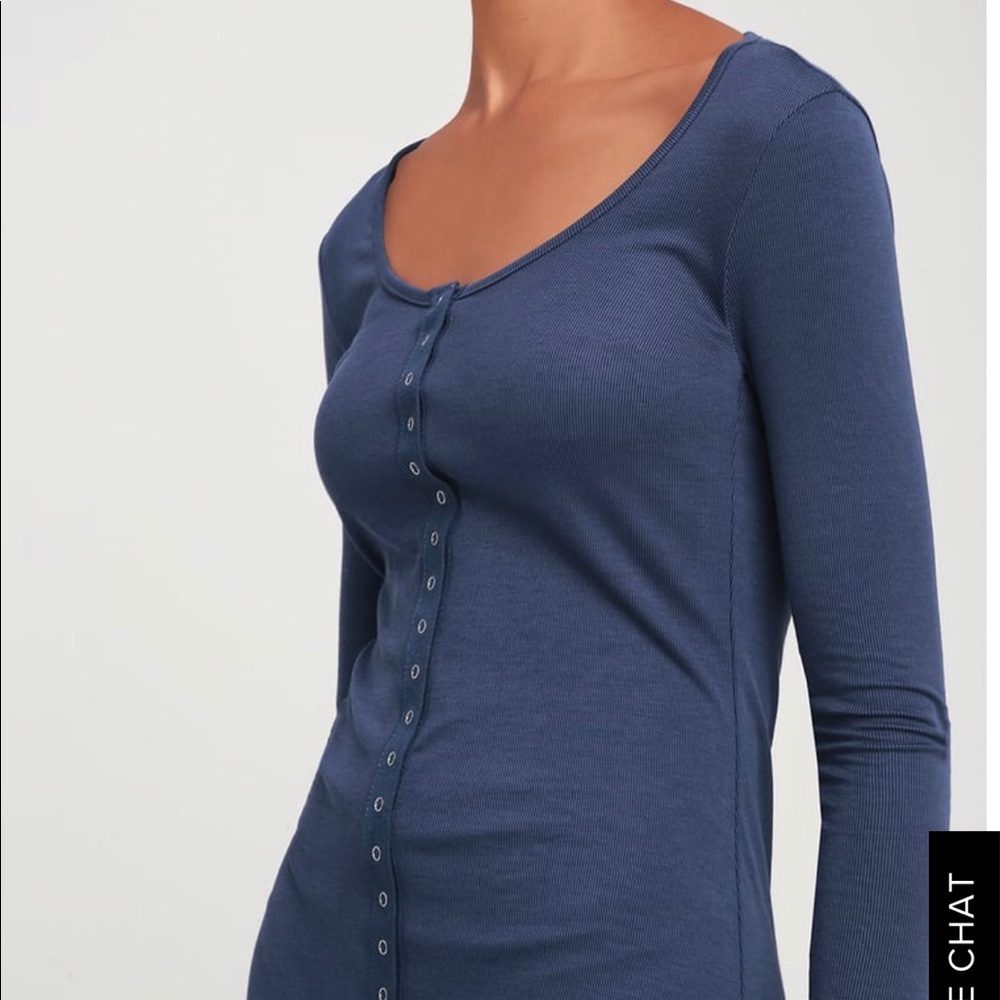 Lulus Ribbed Snap Front Midi Dress - Picture 4 of 5